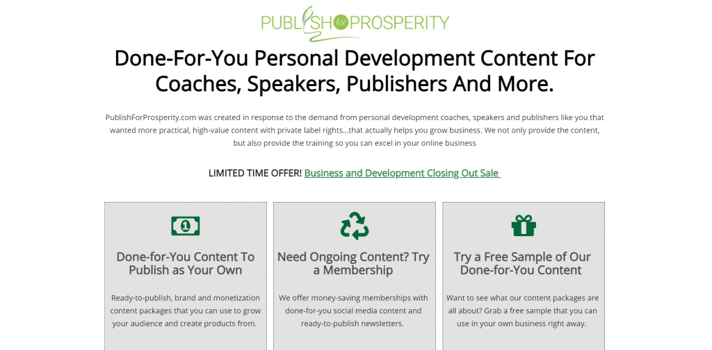 Publish for Prosperity Self Improvement PLR Printables