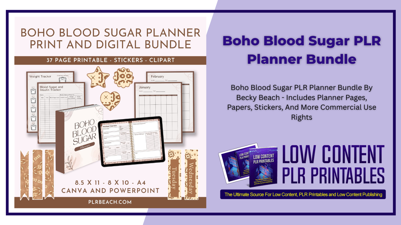 Boho Blood Sugar PLR Planner Bundle