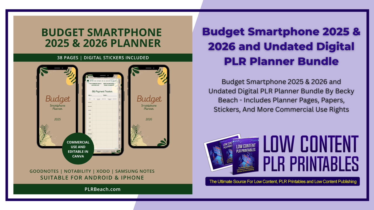 Budget Smartphone 2025 & 2026 and Undated Digital PLR Planner Bundle