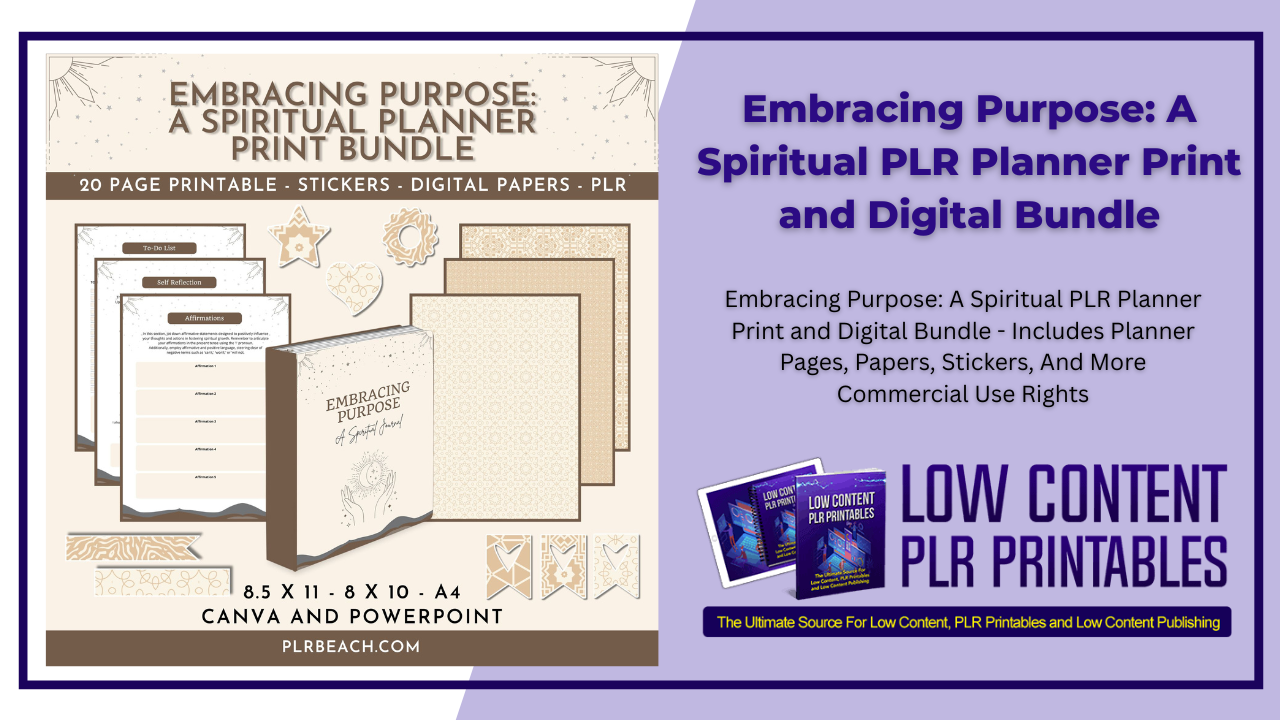 Embracing Purpose A Spiritual PLR Planner Print and Digital Bundle