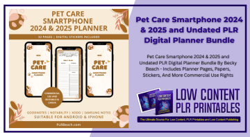 Pet Care Smartphone 2024 & 2025 and Undated PLR Digital Planner Bundle