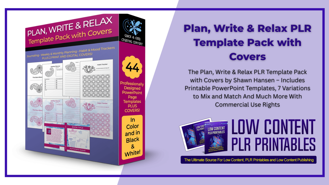 Plan, Write & Relax PLR Template Pack with Covers