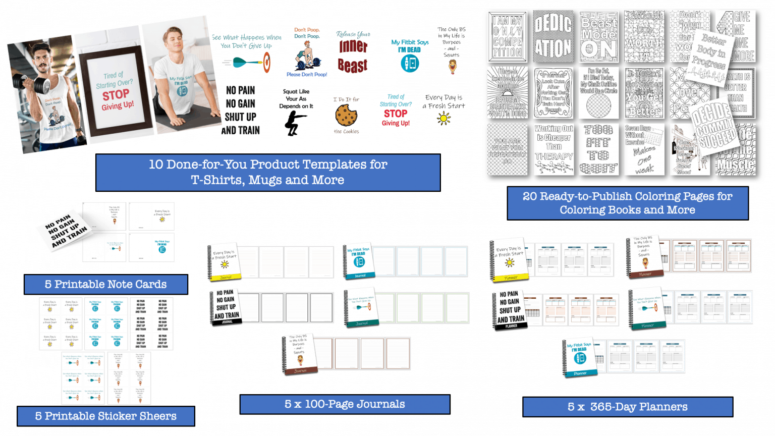 Fitness and Health PLR Printable Product Templates Coloring Pages and More