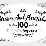 100 Hand Drawn Phrases and Flourishes PLR Journal Graphics