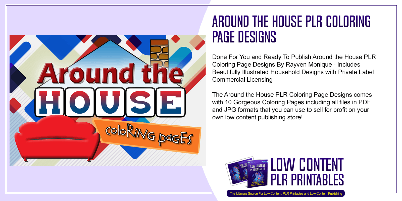 Around the House PLR Coloring Page Designs