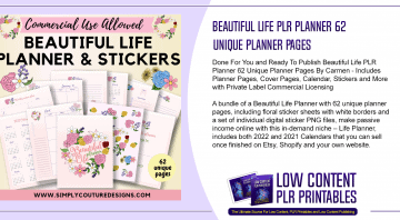 Beautiful Life PLR Planner 62 Unique Planner Pages