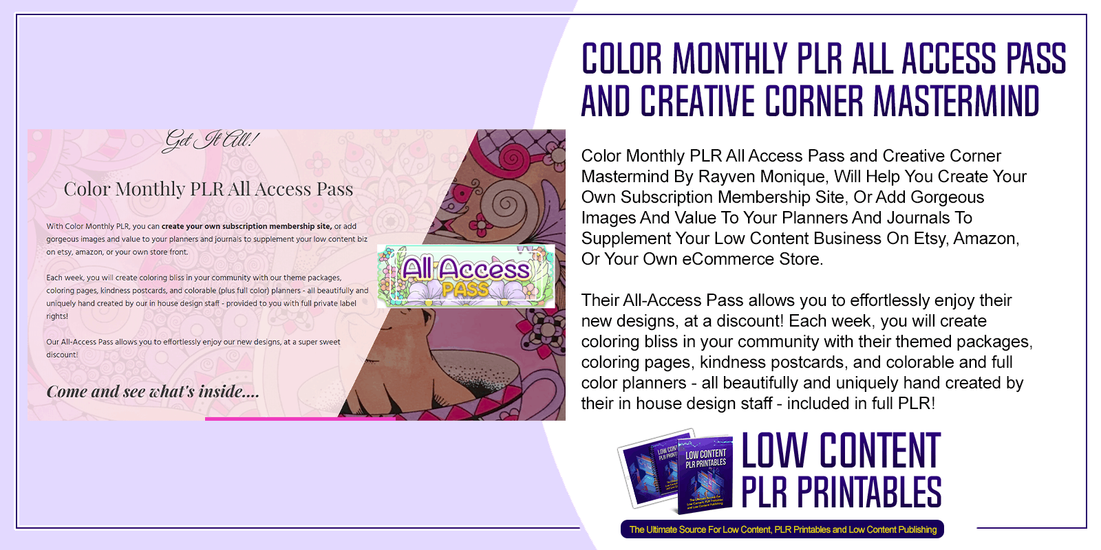 Color Monthly PLR All Access Pass and Creative Corner Mastermind
