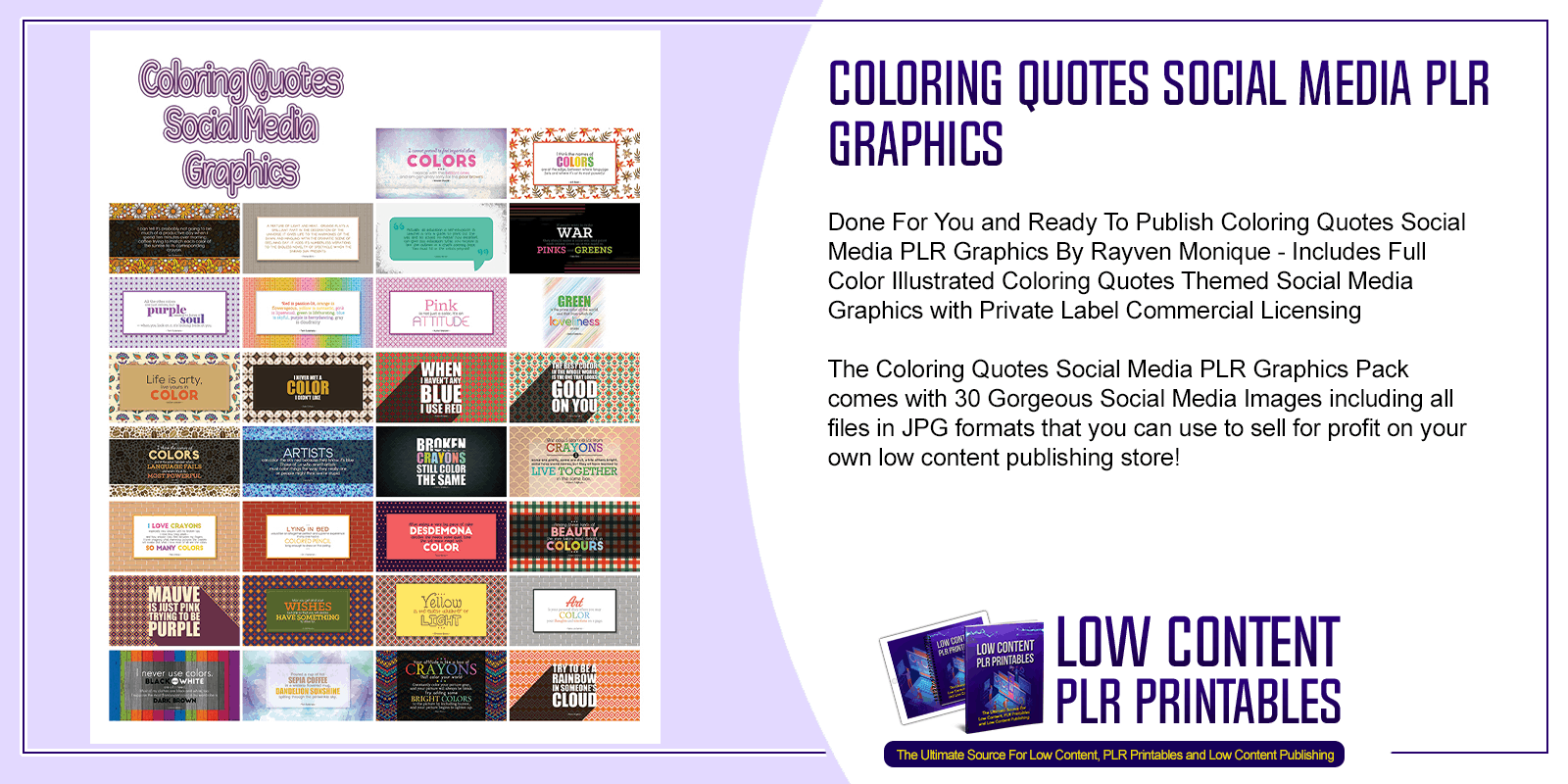 Coloring Quotes Social Media PLR Graphics