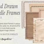 Hand Drawn Doodle PLR Frames Vol. 1 Journal Graphics