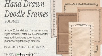 Hand Drawn Doodle PLR Frames Vol. 1 Journal Graphics