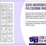 Sloth Adventures 25 Beautiful PLR Coloring Pages