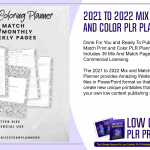 2021 to 2022 Mix and Match Print and Color PLR Planner