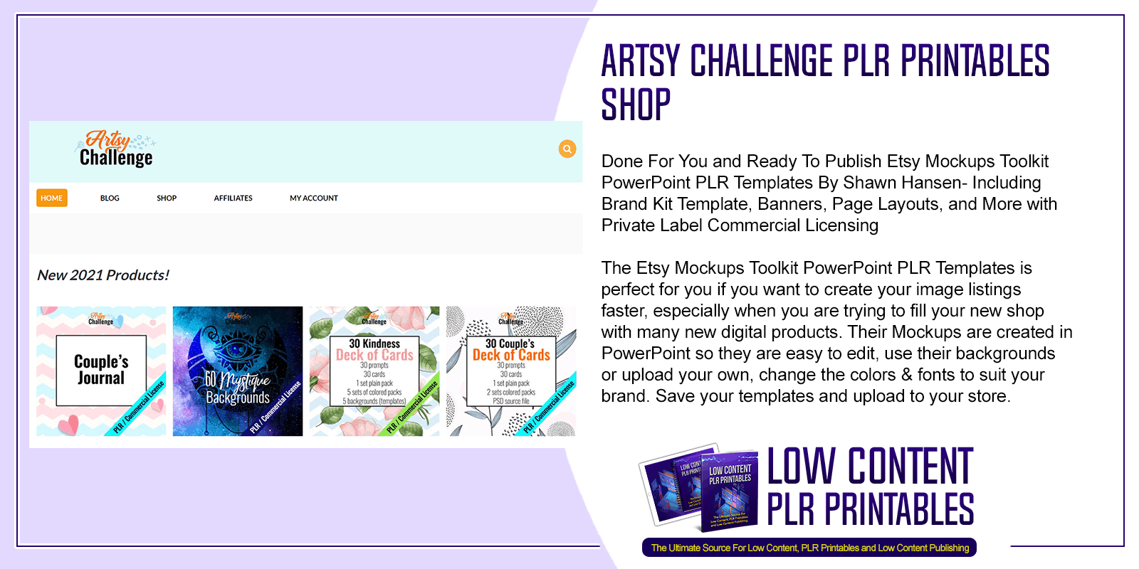 Artsy Challenge PLR Printables Shop