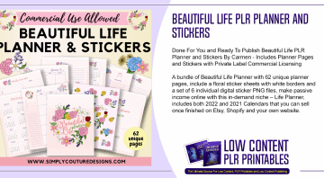 Beautiful Life PLR Planner and Stickers