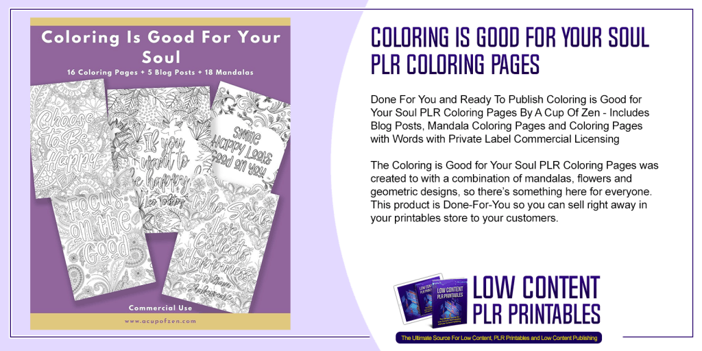 Coloring is Good for Your Soul PLR Coloring Pages | PLR Coloring Pages