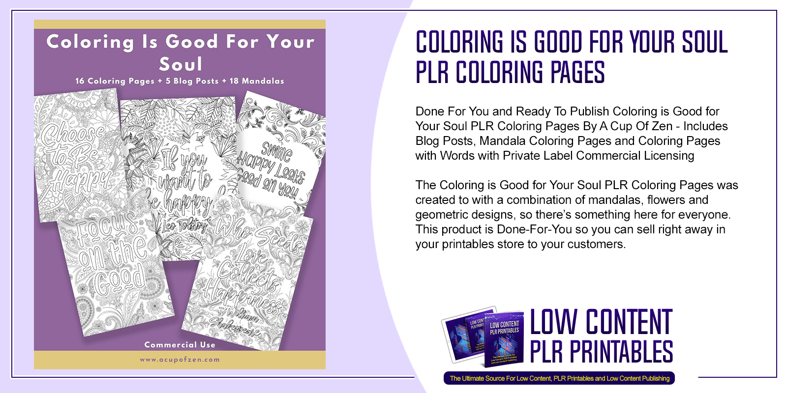 Coloring is Good for Your Soul PLR Coloring Pages