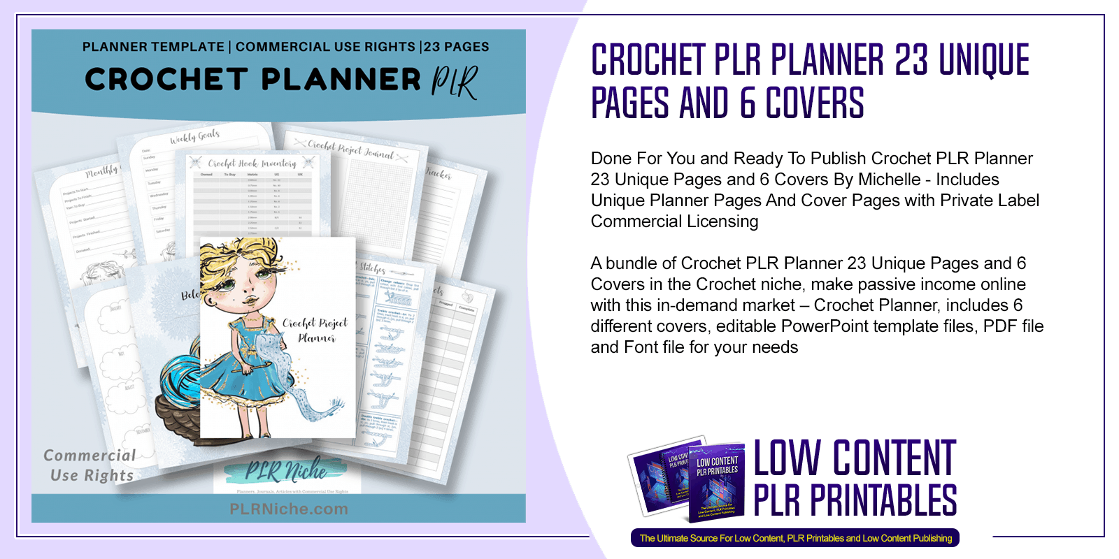 Crochet PLR Planner 23 Unique Pages and 6 Covers