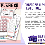 Diabetic PLR Planner 32 Unique Planner Pages