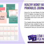 Healthy Money Mindset PLR Printables Journals and Workbook