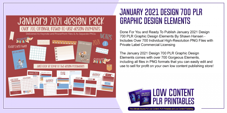 January 2021 Design 700 PLR Graphic Design Elements | PLR Graphics