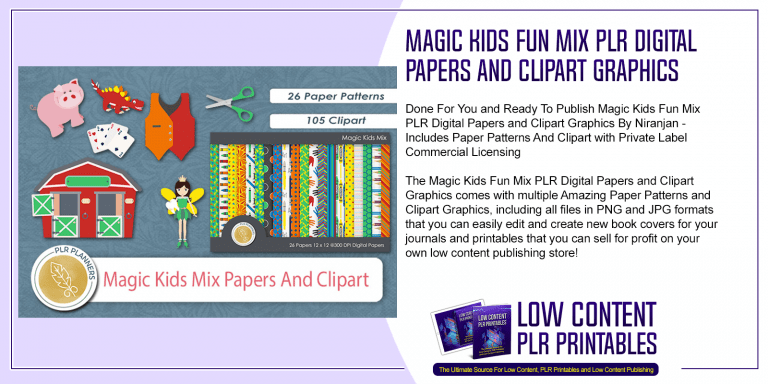 Magic Kids Fun Mix PLR Digital Papers and Clipart Graphics
