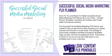 Successful Social Media Marketing PLR Planner | PLR Printable Planner