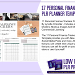 17 Personal Finance Trackers Pages PLR Planner Template