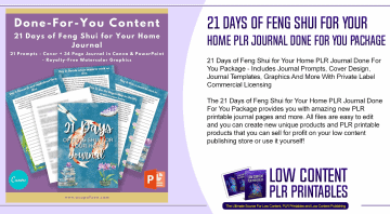 21 Days of Feng Shui for Your Home PLR Journal Done For You Package