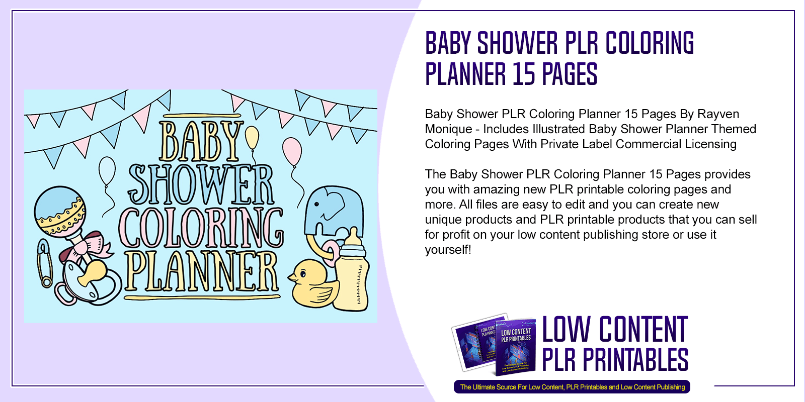 Baby Shower PLR Coloring Planner 15 Pages