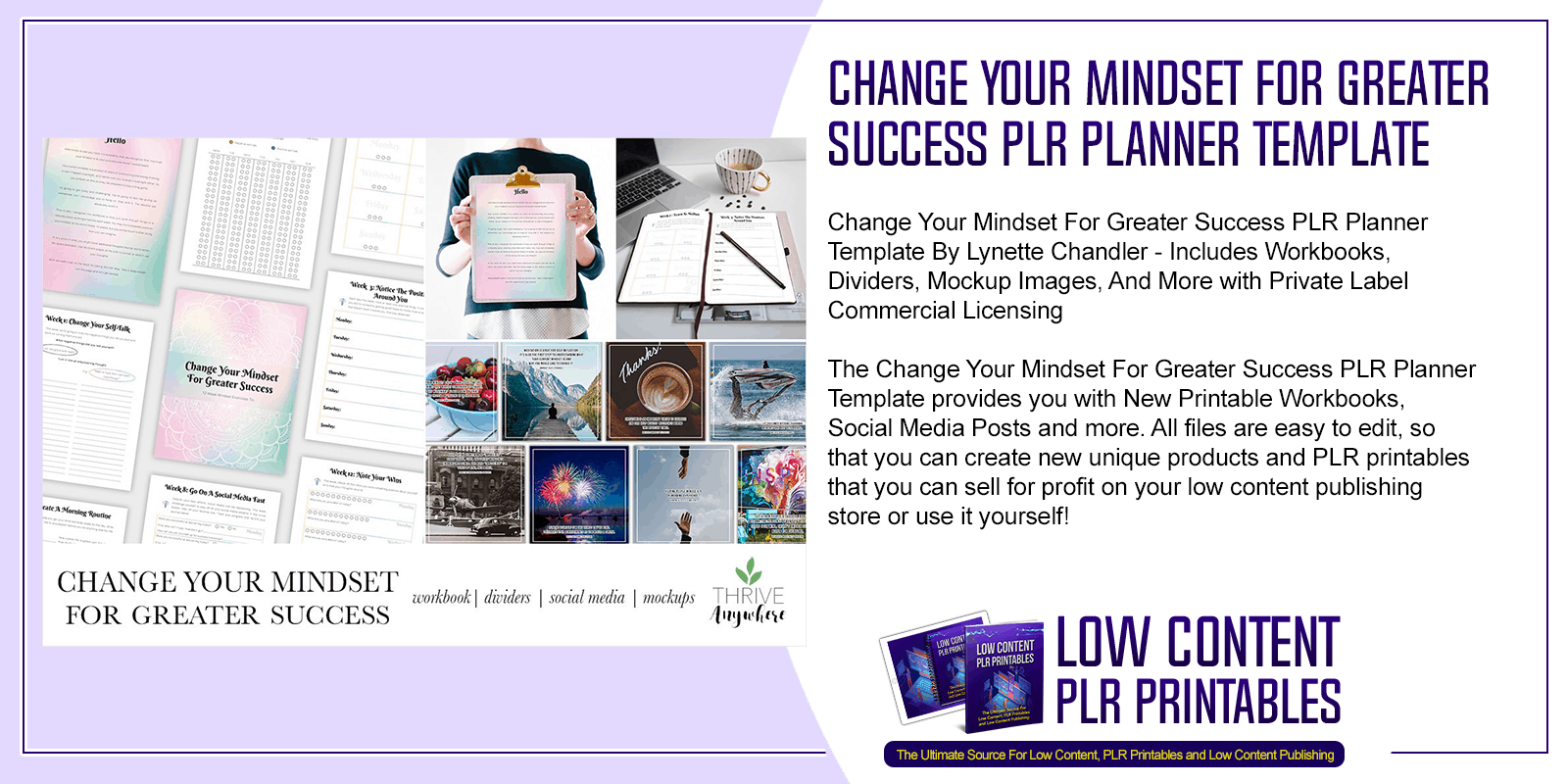Change Your Mindset For Greater Success PLR Planner Template