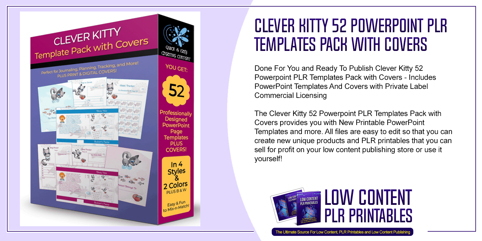 Clever Kitty 52 Powerpoint PLR Templates Pack with Covers