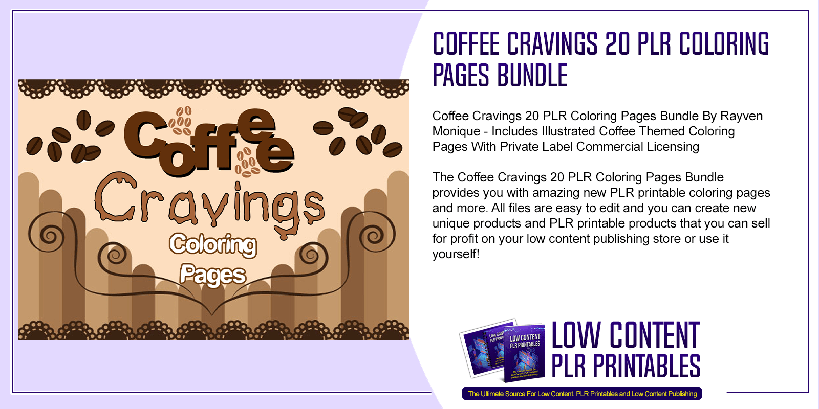 Coffee Cravings 20 PLR Coloring Pages Bundle