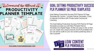 Goal Setting Productivity Success PLR Planner 50 Page Templates
