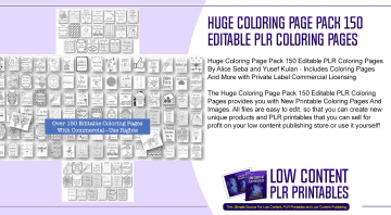 Huge Coloring Page Pack 150 Editable PLR Coloring Pages