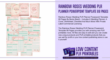 Rainbow Roses Wedding PLR Planner Powerpoint Template 88 Pages