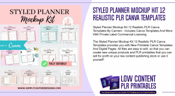 Styled Planner Mockup Kit 12 Realistic PLR Canva Templates