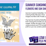 Summer Sunshine Butterflies Flowers and Sun Shapes PLR Coloring Kit