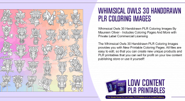 Whimsical Owls 30 Handdrawn PLR Coloring Images