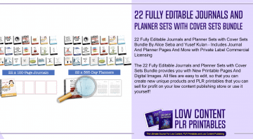 22 Fully Editable Journals and Planner Sets with Cover Sets Bundle