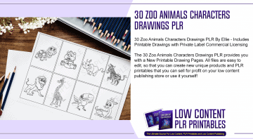 30 Zoo Animals Characters Drawings PLR