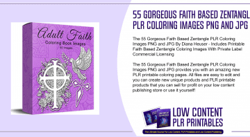 55 Gorgeous Faith Based Zentangle PLR Coloring Images PNG and JPG