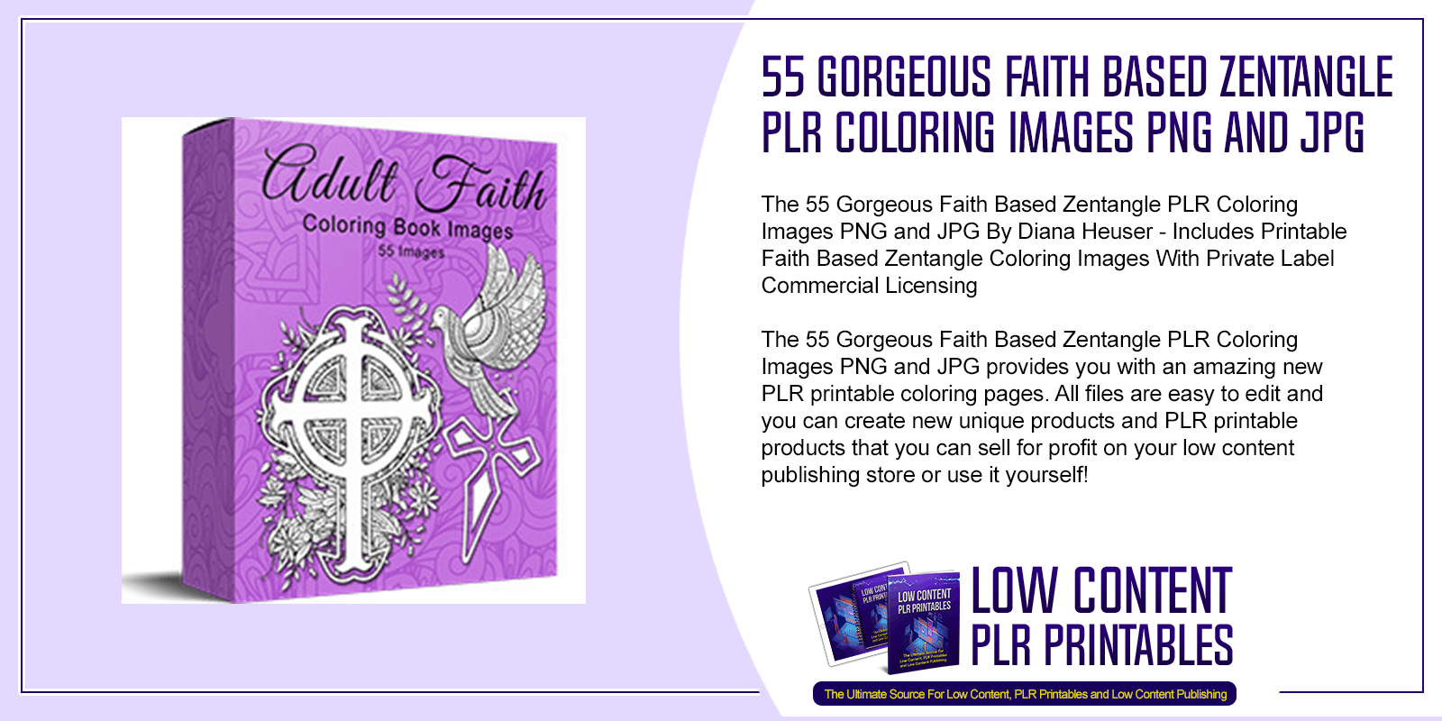 55 Gorgeous Faith Based Zentangle PLR Coloring Images PNG and JPG