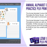 Animal Alphabet Cursive Writing Practice PLR Printable Templates