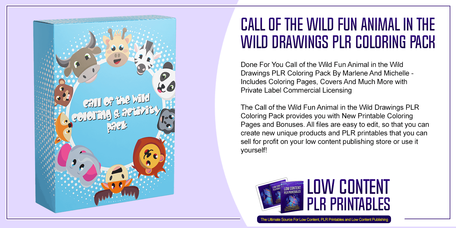 Call of the Wild Fun Animal in the Wild Drawings PLR Coloring Pack