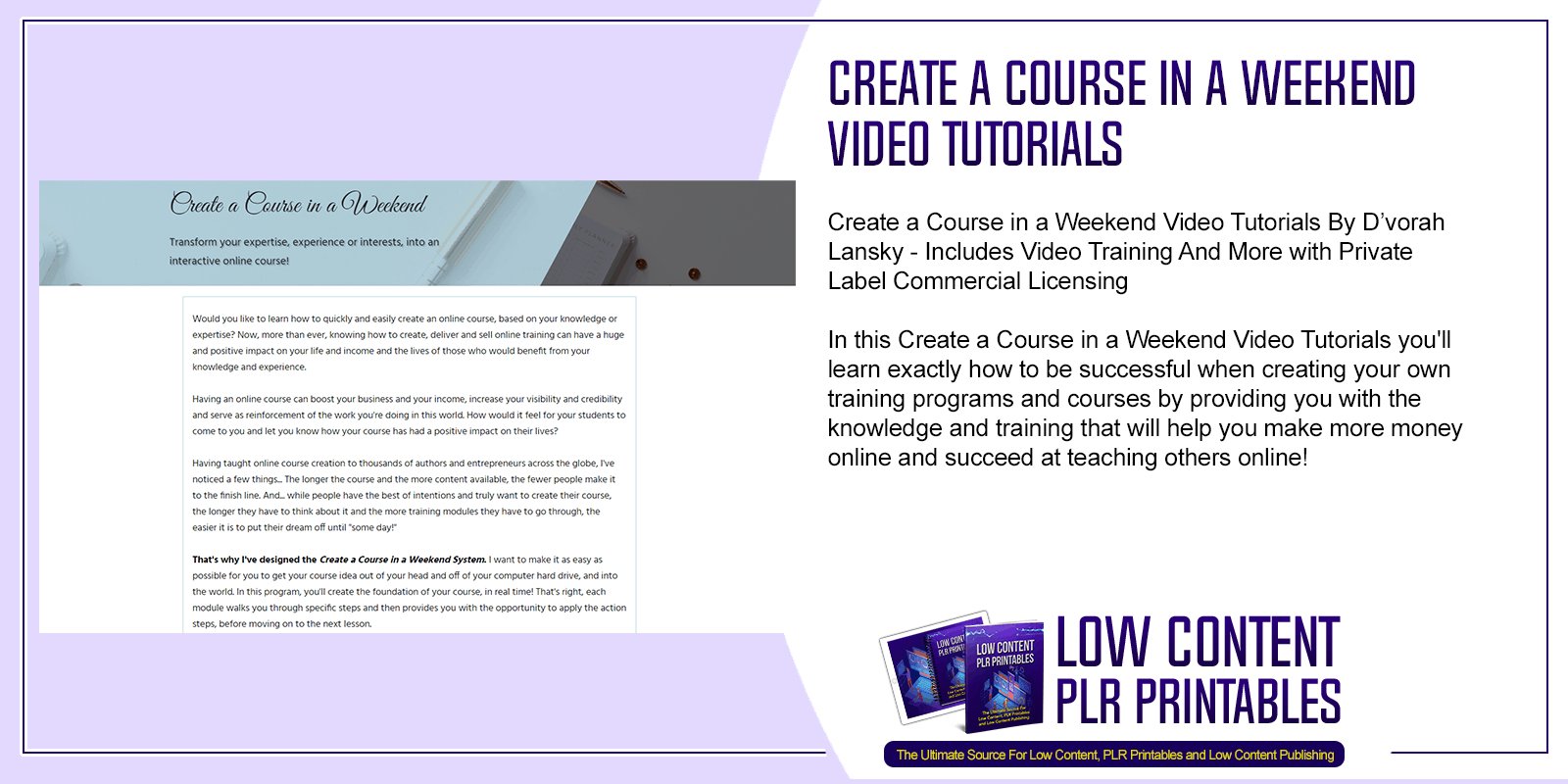 Create a Course in a Weekend Video Tutorials