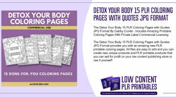 Detox Your Body 15 PLR Coloring Pages with Quotes JPG Format