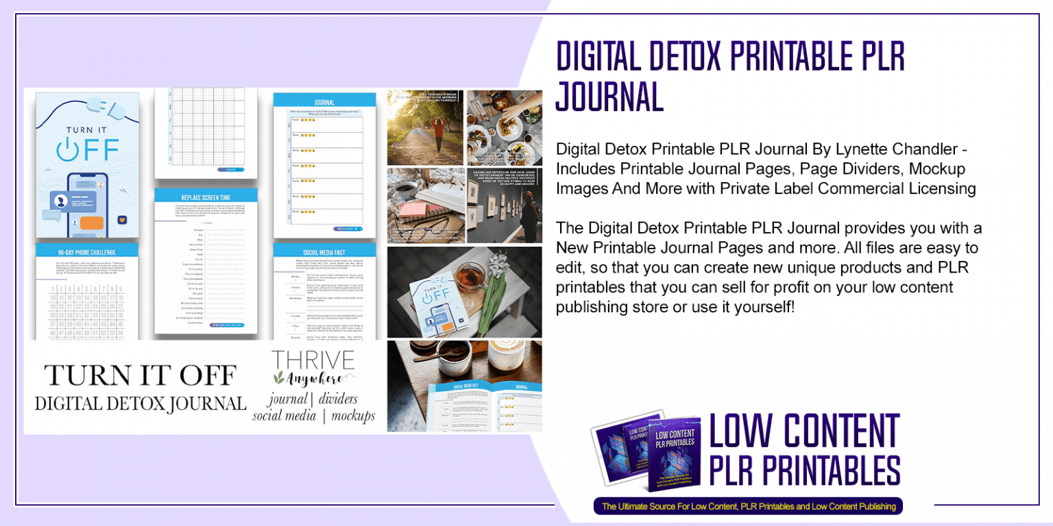 Digital Detox Printable PLR Journal PLR Printable Journal Pack