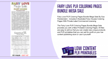 Fairy Love PLR Coloring Pages Bundle Mega Sale