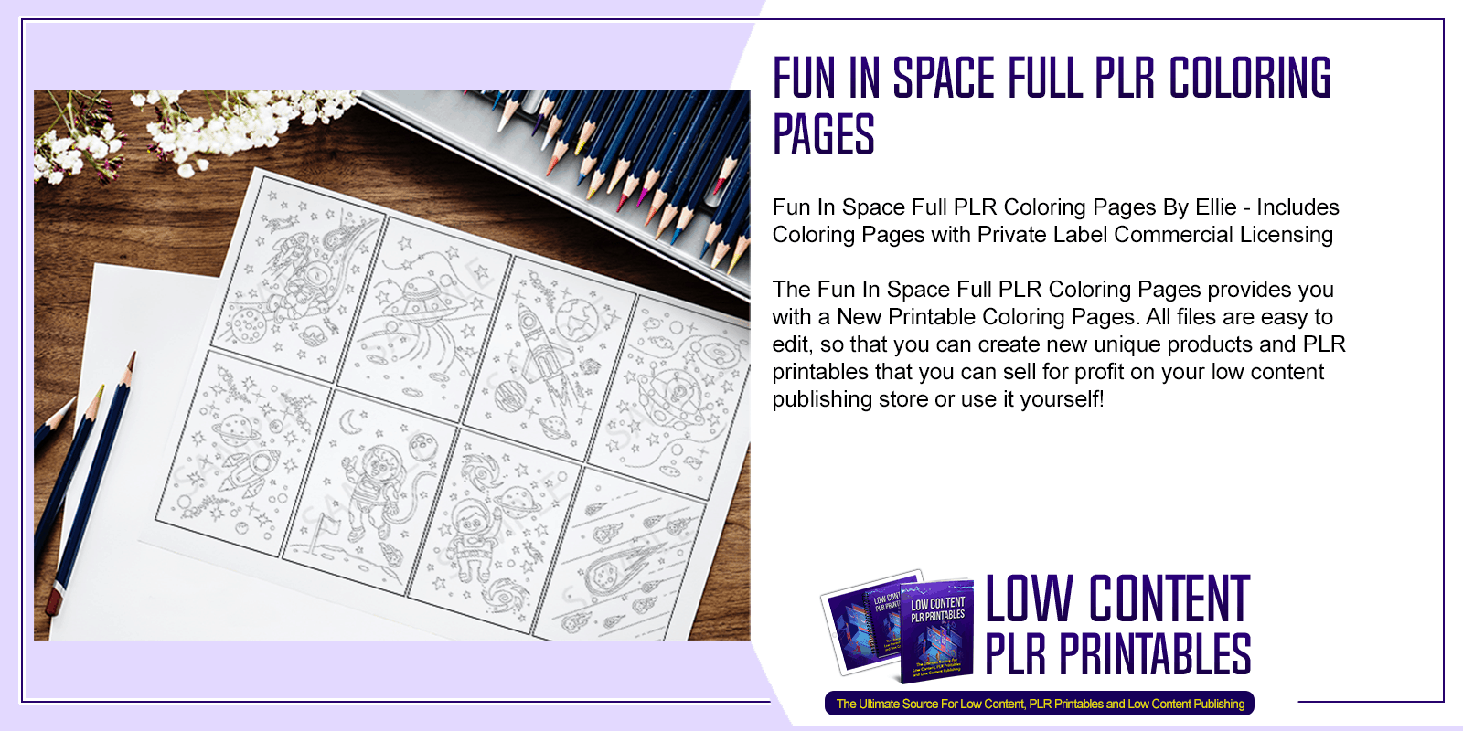 Fun In Space Full PLR Coloring Pages