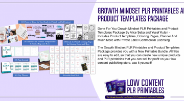 Growth Mindset PLR Printables and Product Templates Package